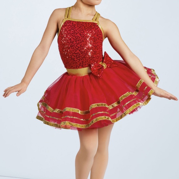 Weissman Other - Weissman Gold Metallic Ribbon and Sequin Tutu Dress Size Child Small Red